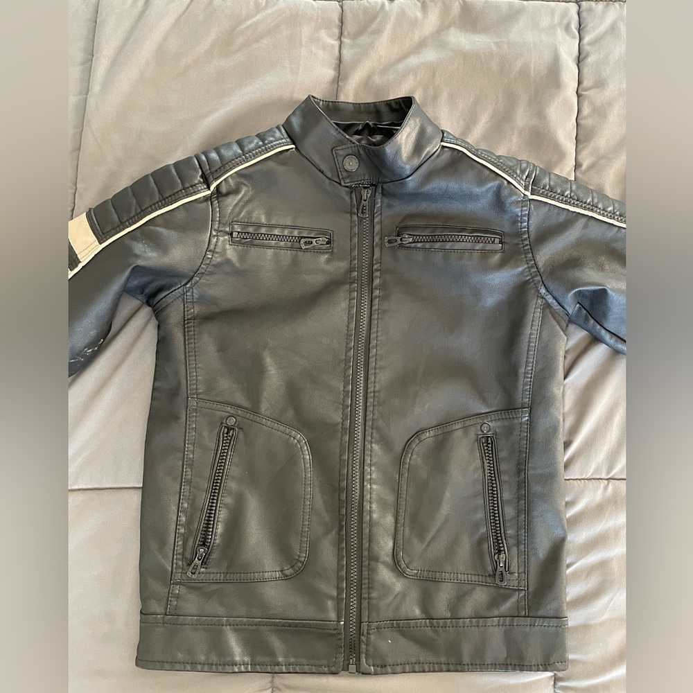 Distortion Black Leather Jacket Small - image 1